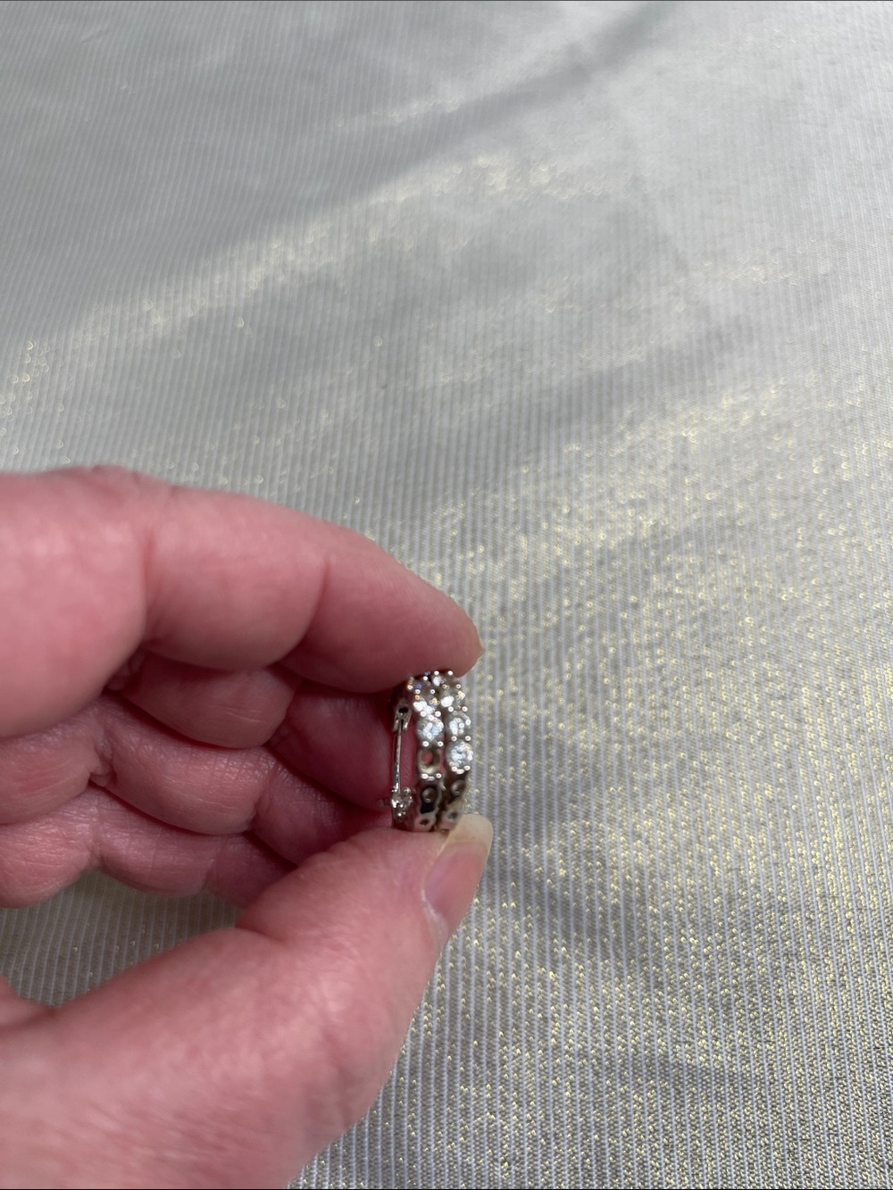 Lake + Gray NWT 925 Sterling Silver Cubic Zirconia Delicate Hoop Earrings *As Is - Picture 2 of 9